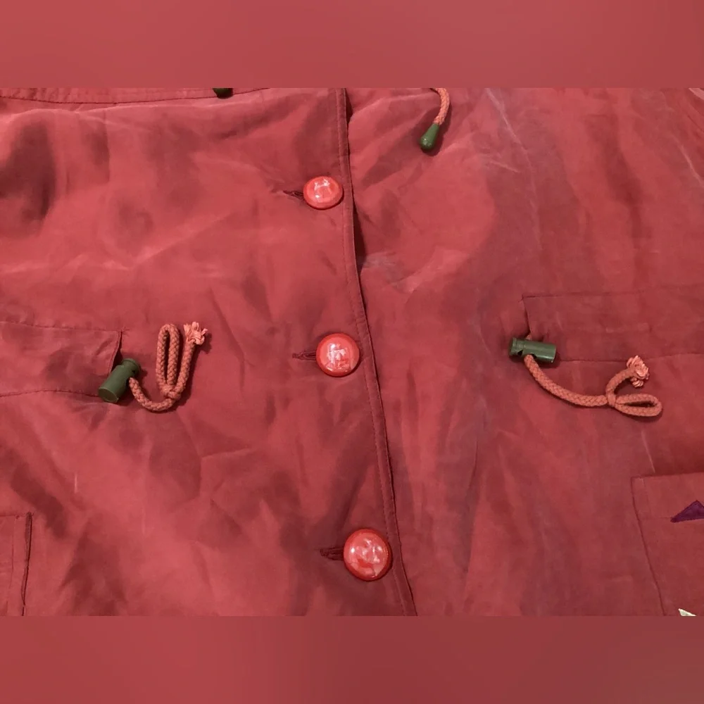 vintage Red silk jacket - Picture 8 of 9